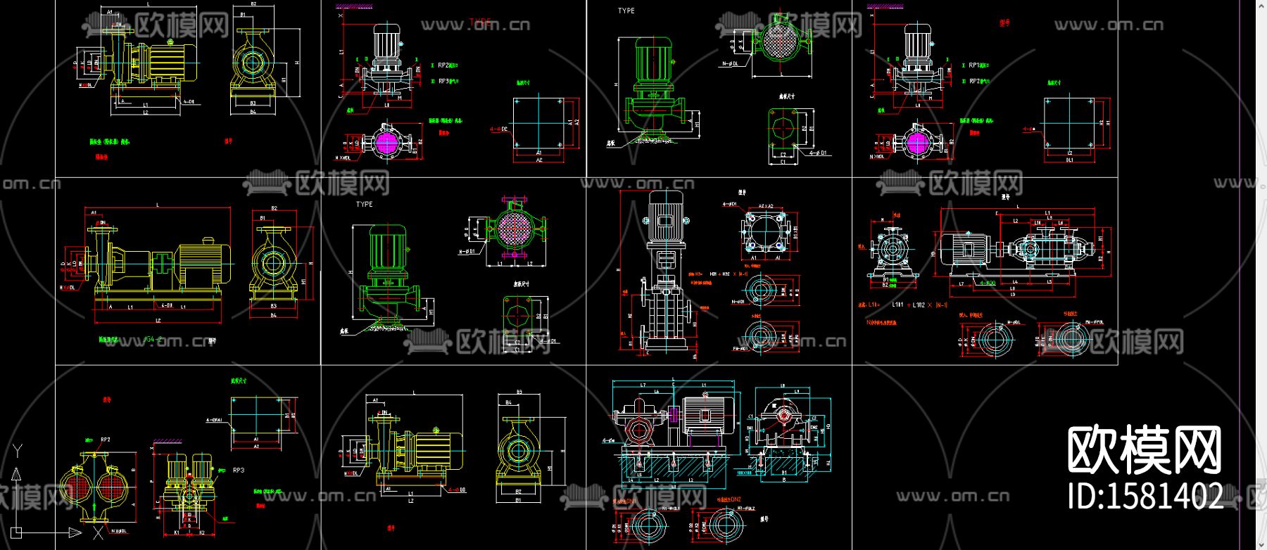 标准水泵cad图库下载（渲染图2）