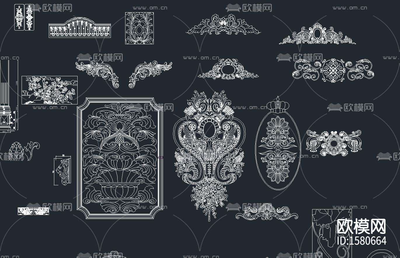 大理石花纹石材线条cad图库下载（渲染图4）