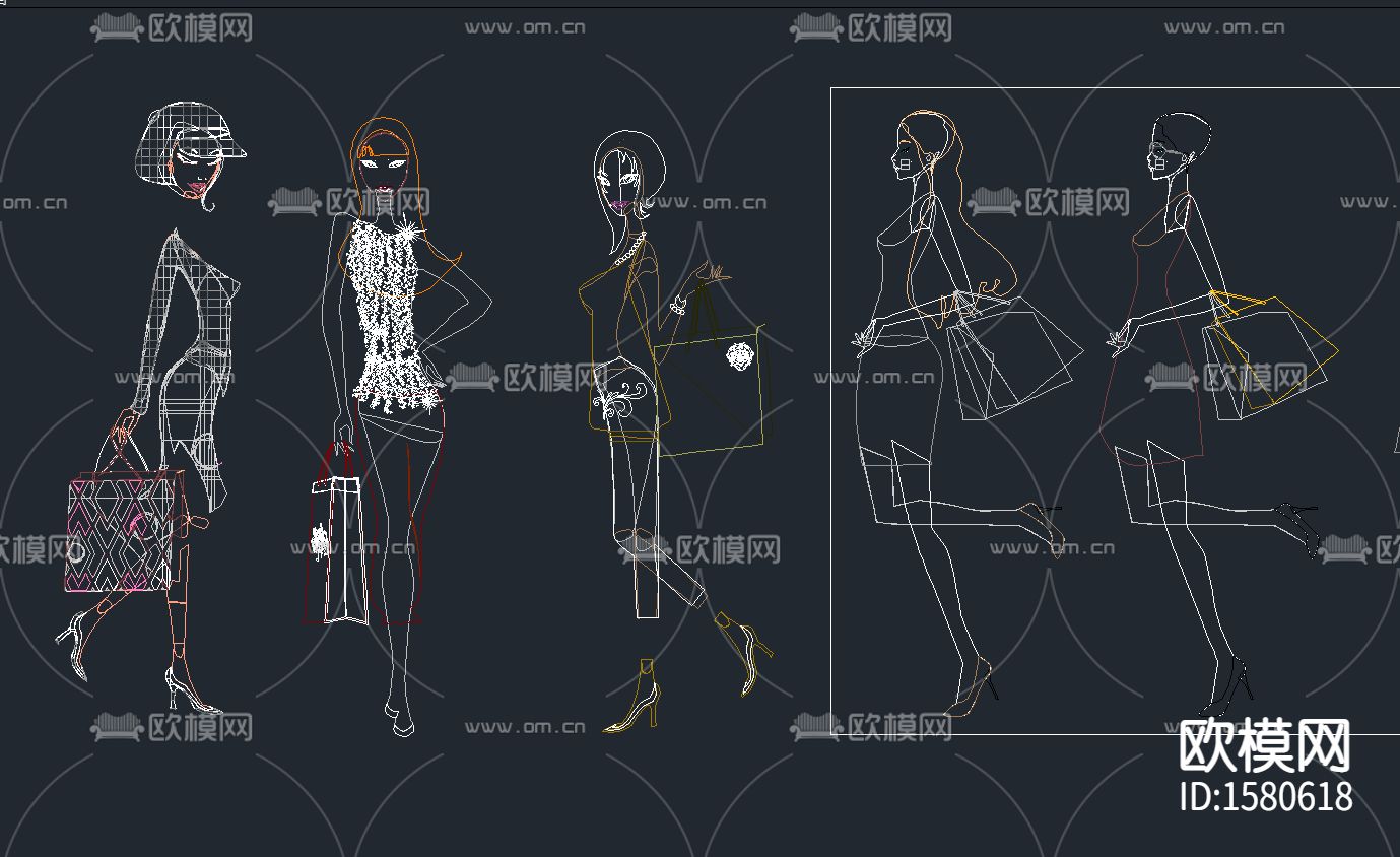 美女人物cad图库下载（渲染图1）