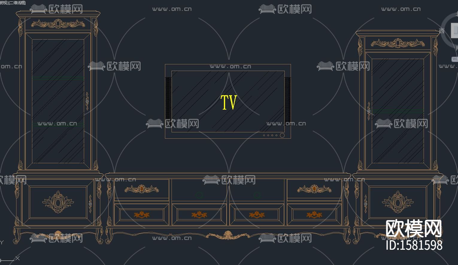 欧式系列家具cad图库下载（渲染图1）
