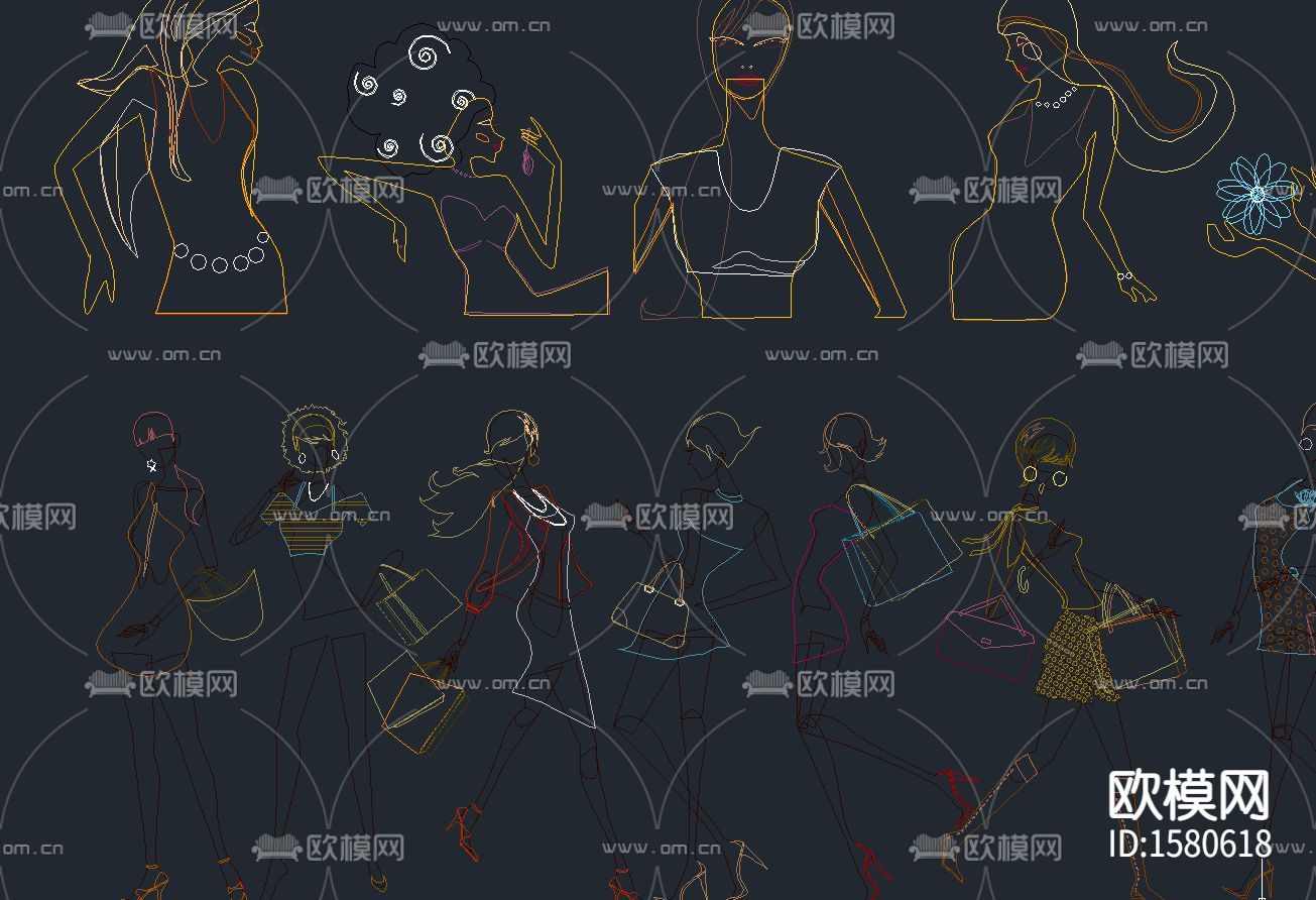 美女人物cad图库下载（渲染图5）