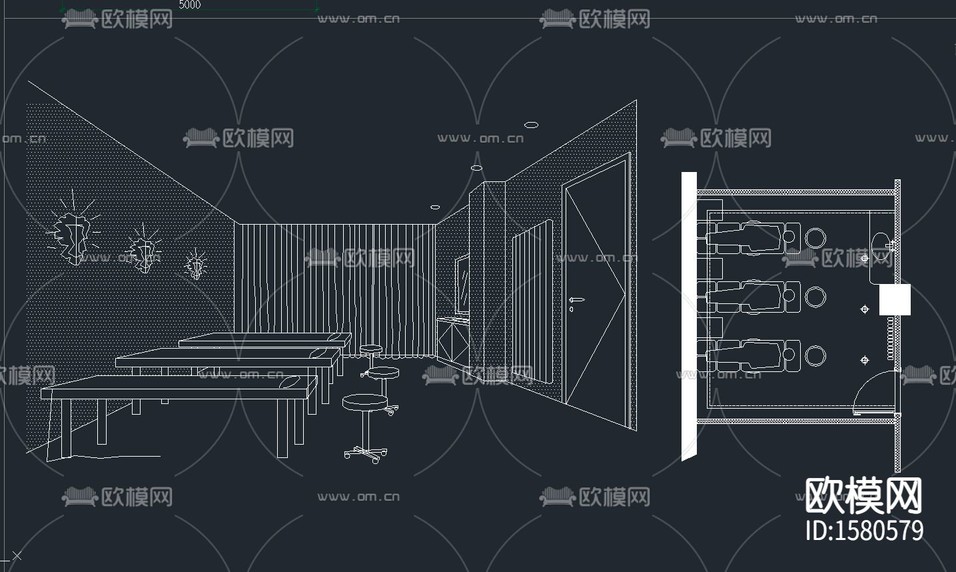 美容院cad施工圖下載(渲染圖3)