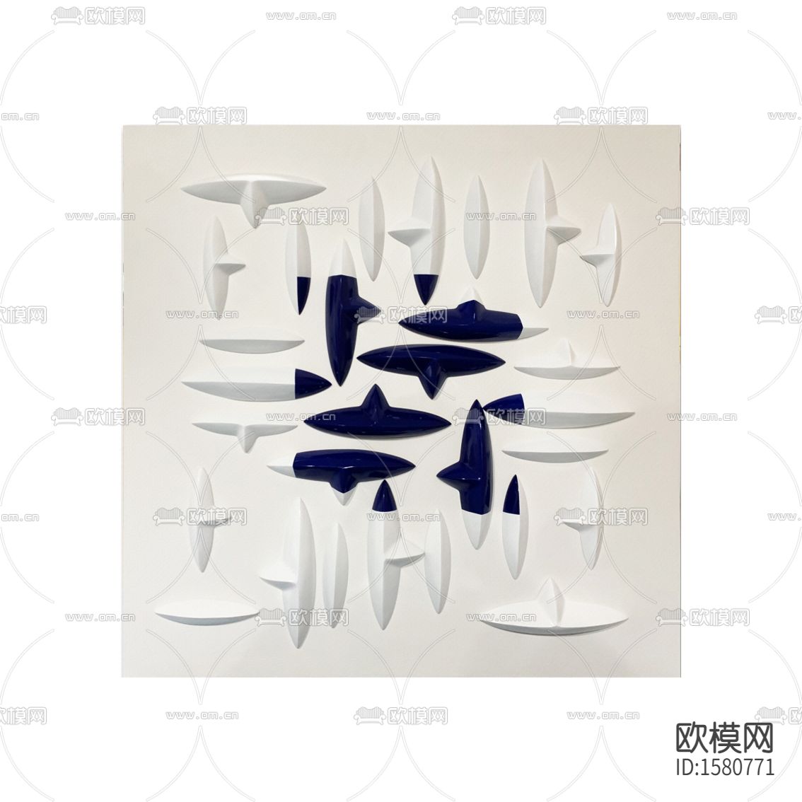 现代简约蓝白色凸面立体装置画下载