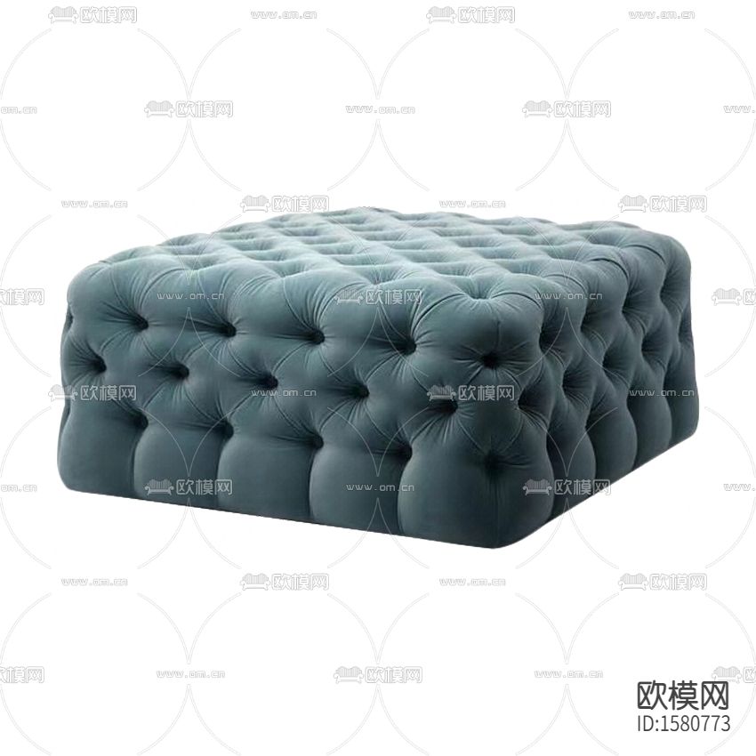 现代简约雾蓝色布艺沙发凳下载