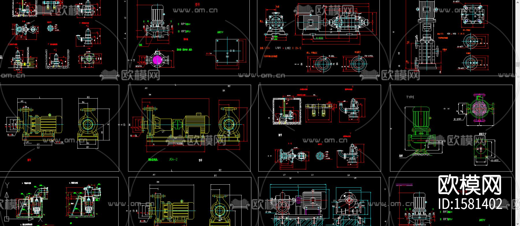标准水泵cad图库下载（渲染图3）