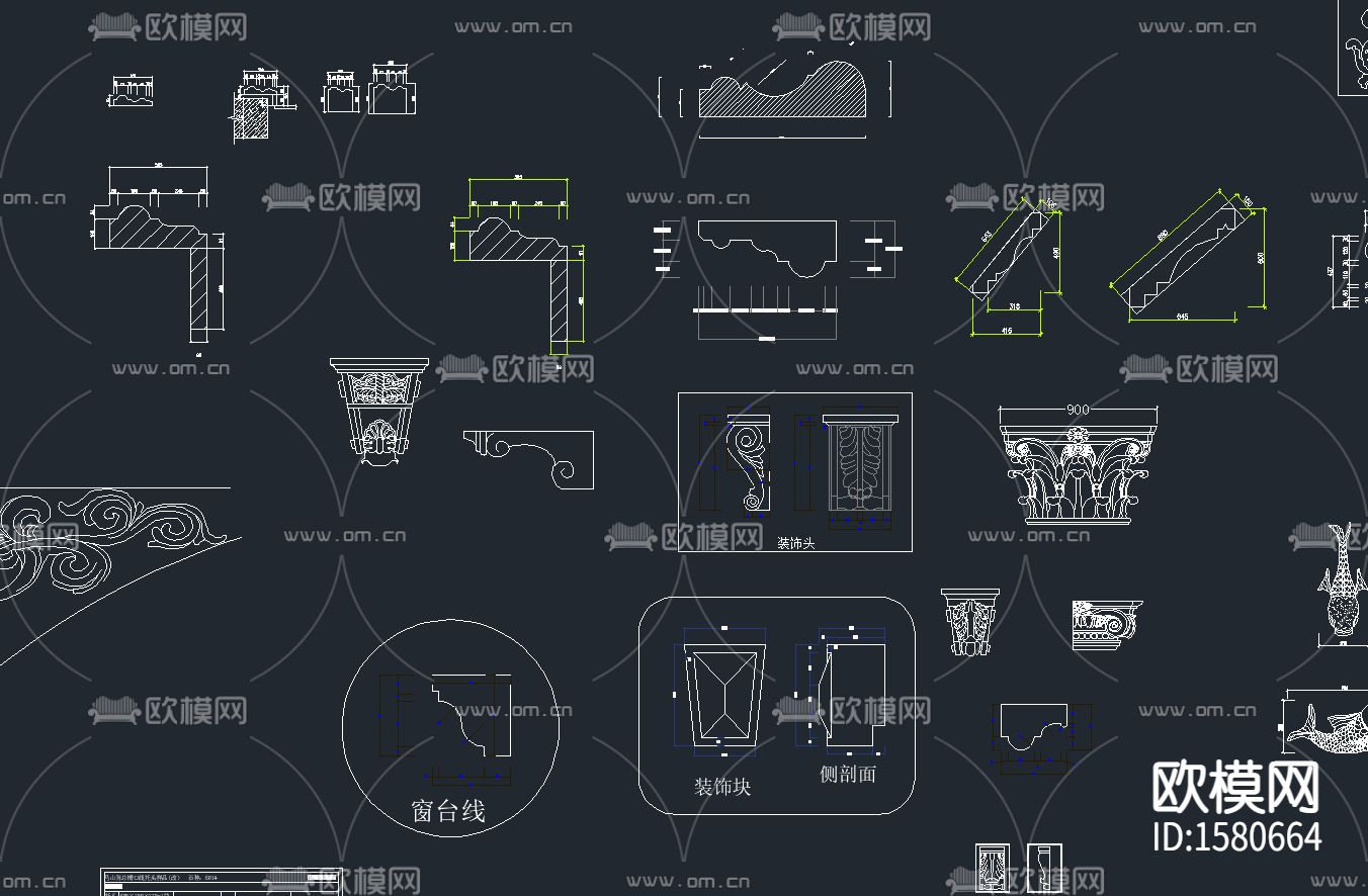 大理石花纹石材线条cad图库下载（渲染图6）