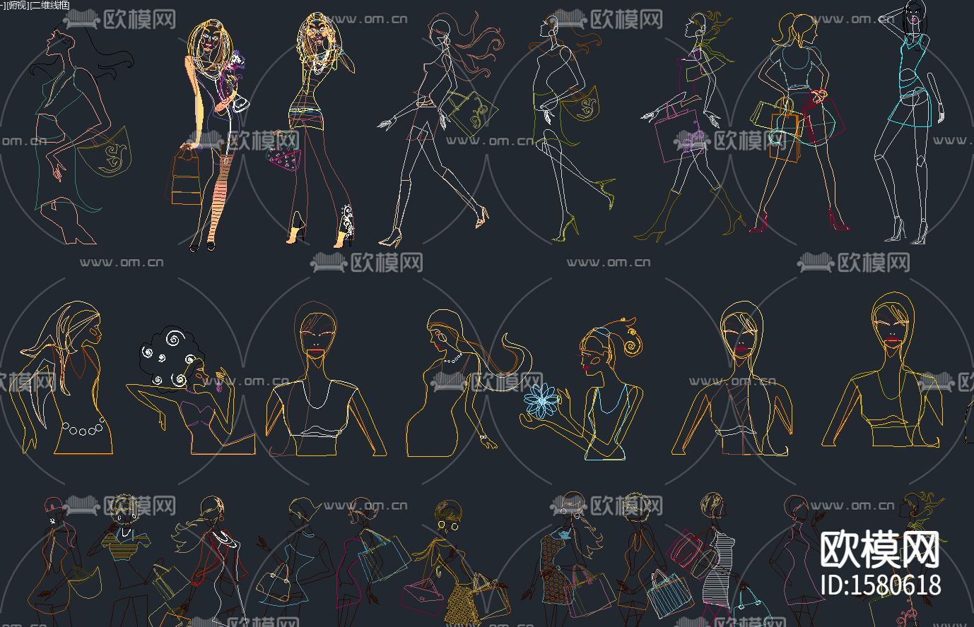 美女人物cad图库下载（渲染图2）