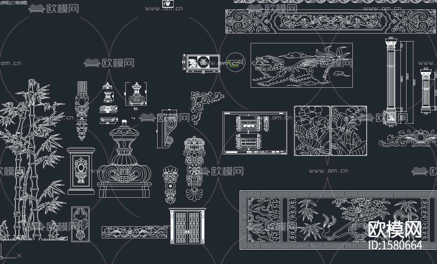 大理石花纹石材线条cad图库下载（渲染图5）