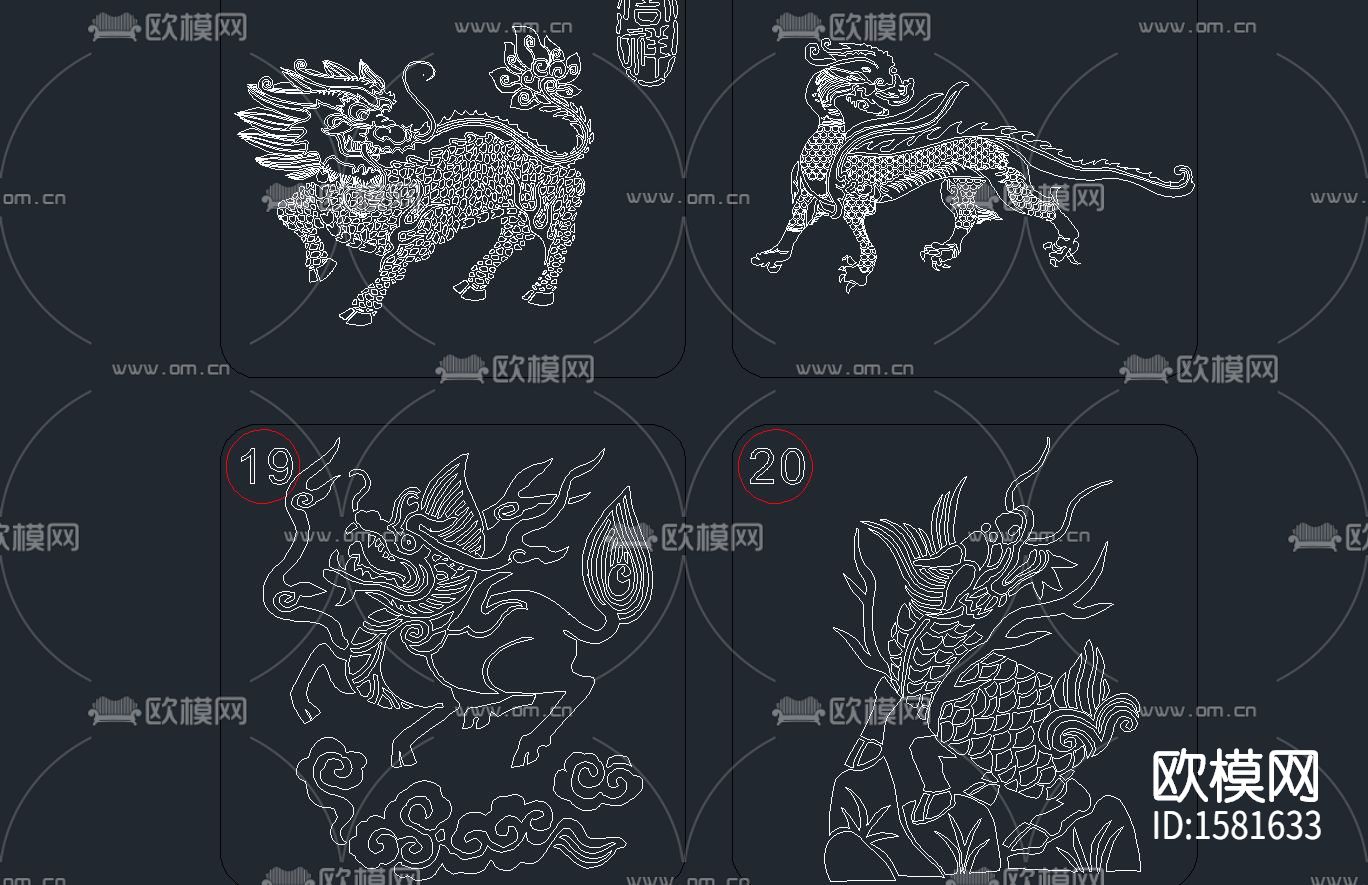 麒麟貔貅cad图库下载（渲染图3）