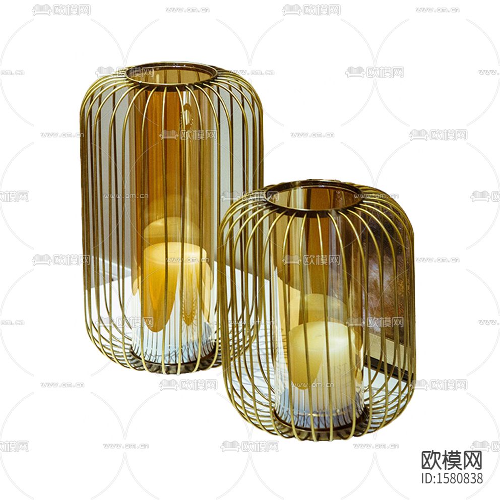 简欧铁艺鸟笼装饰烛台