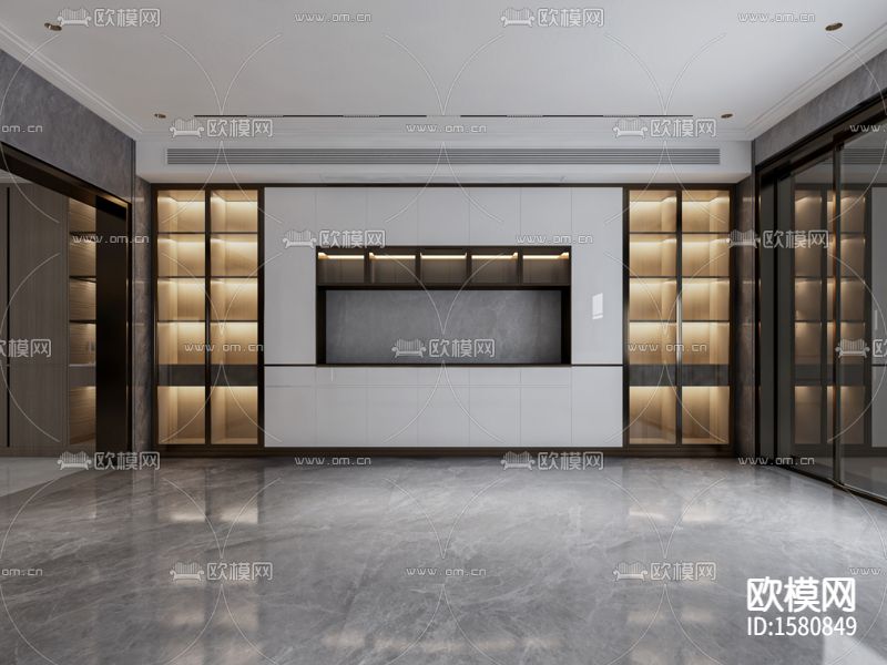 现代轻奢创意客厅场景下载