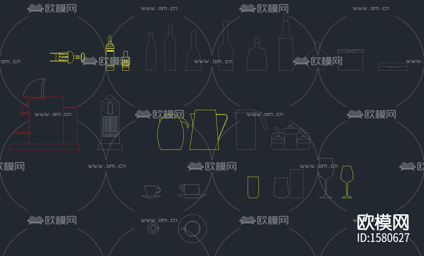 全屋定制常用五金电器cad图库