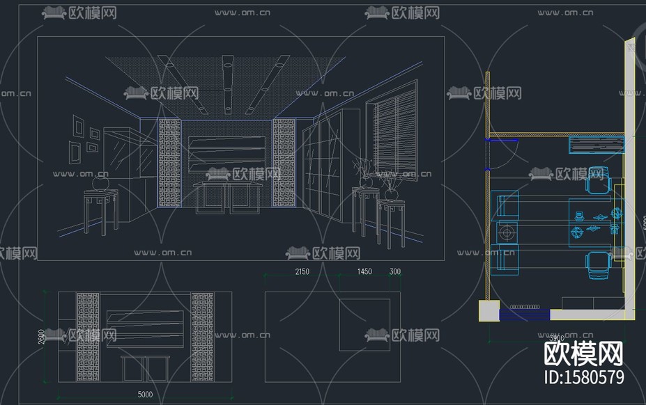 美容院cad施工圖下載(渲染圖1)