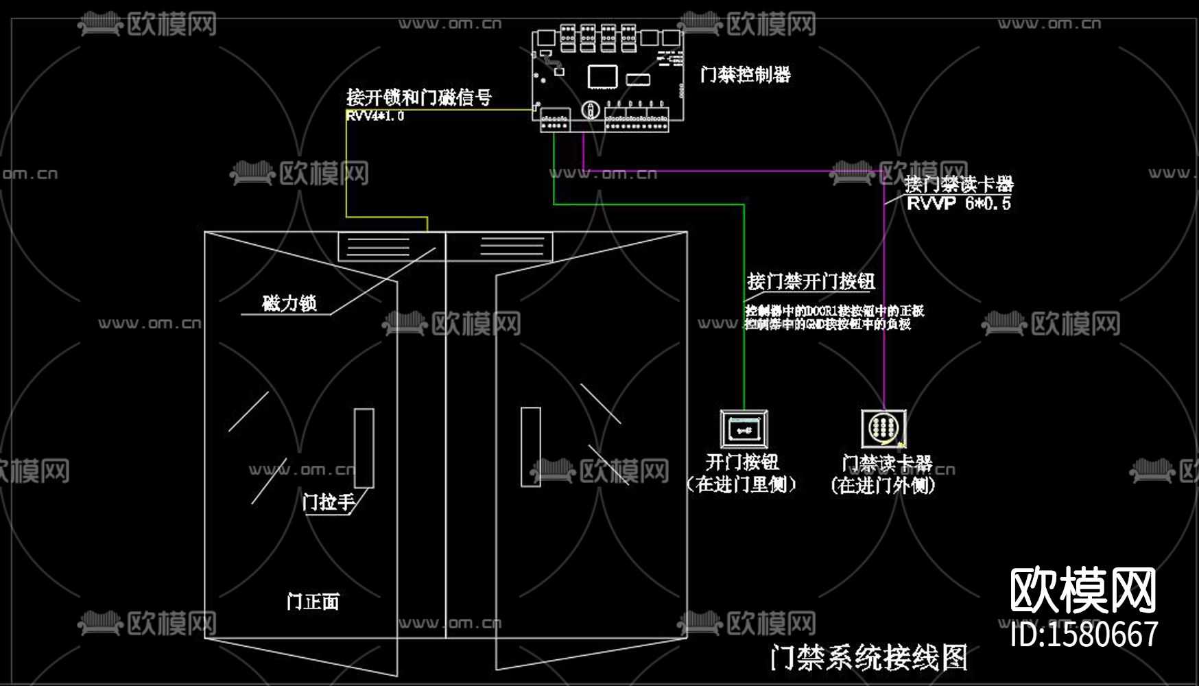 门禁系统cad施工图