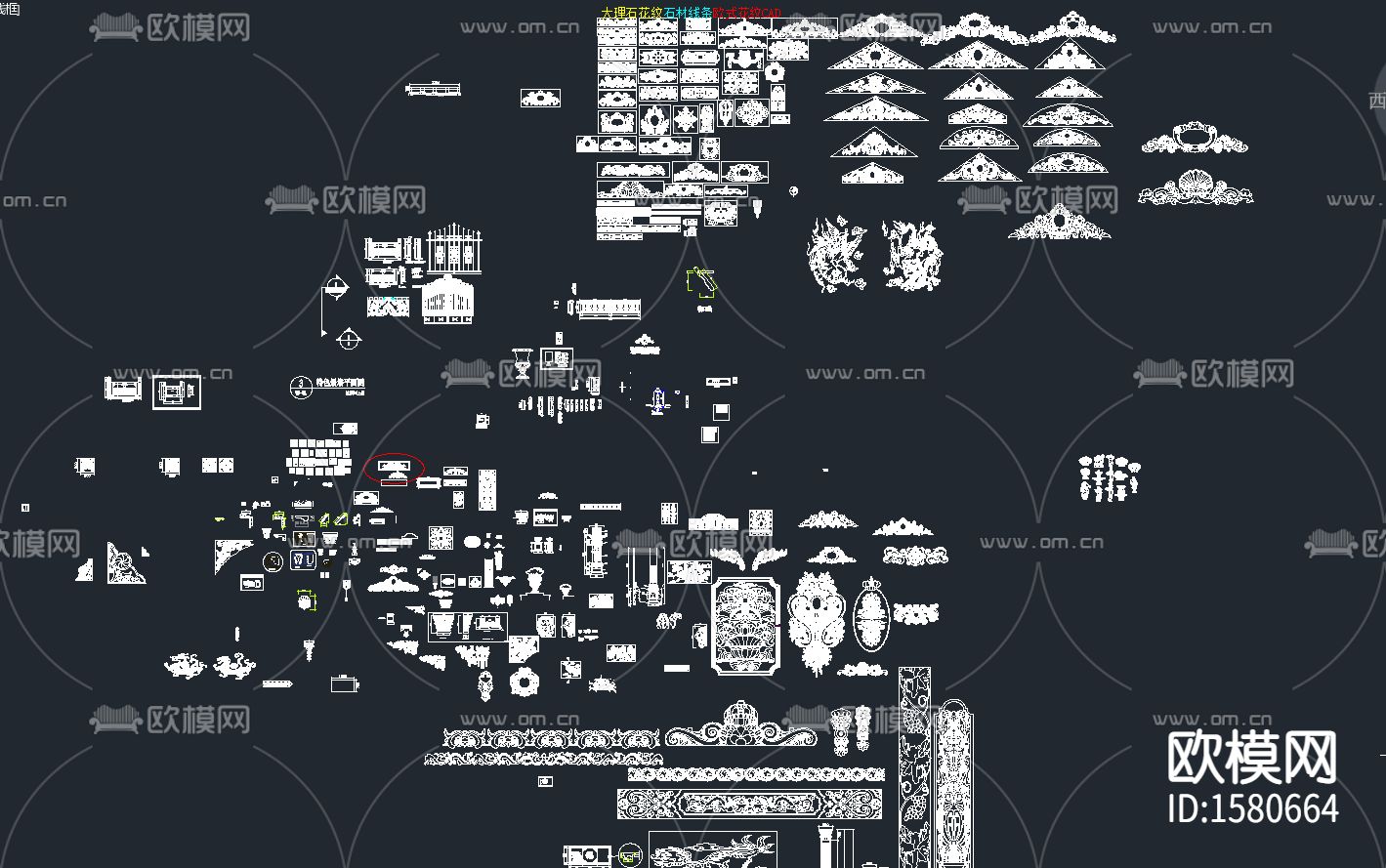 大理石花纹石材线条cad图库下载（渲染图8）