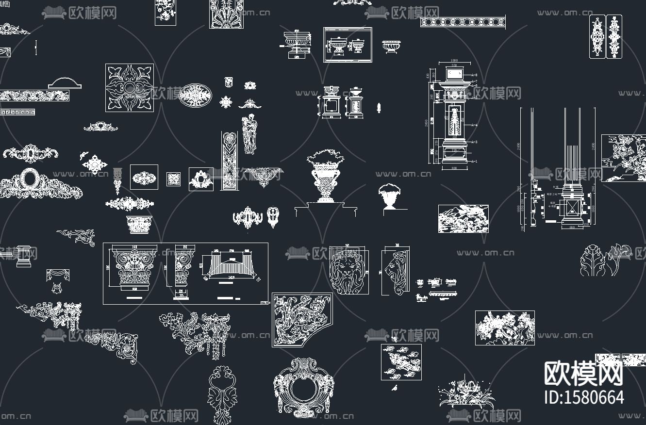 大理石花纹石材线条cad图库下载（渲染图3）