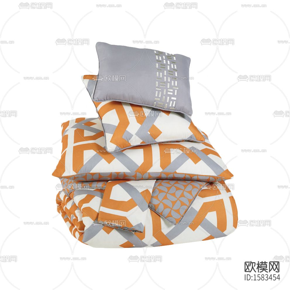 现代简约创意彩色几何印花布艺床品下载