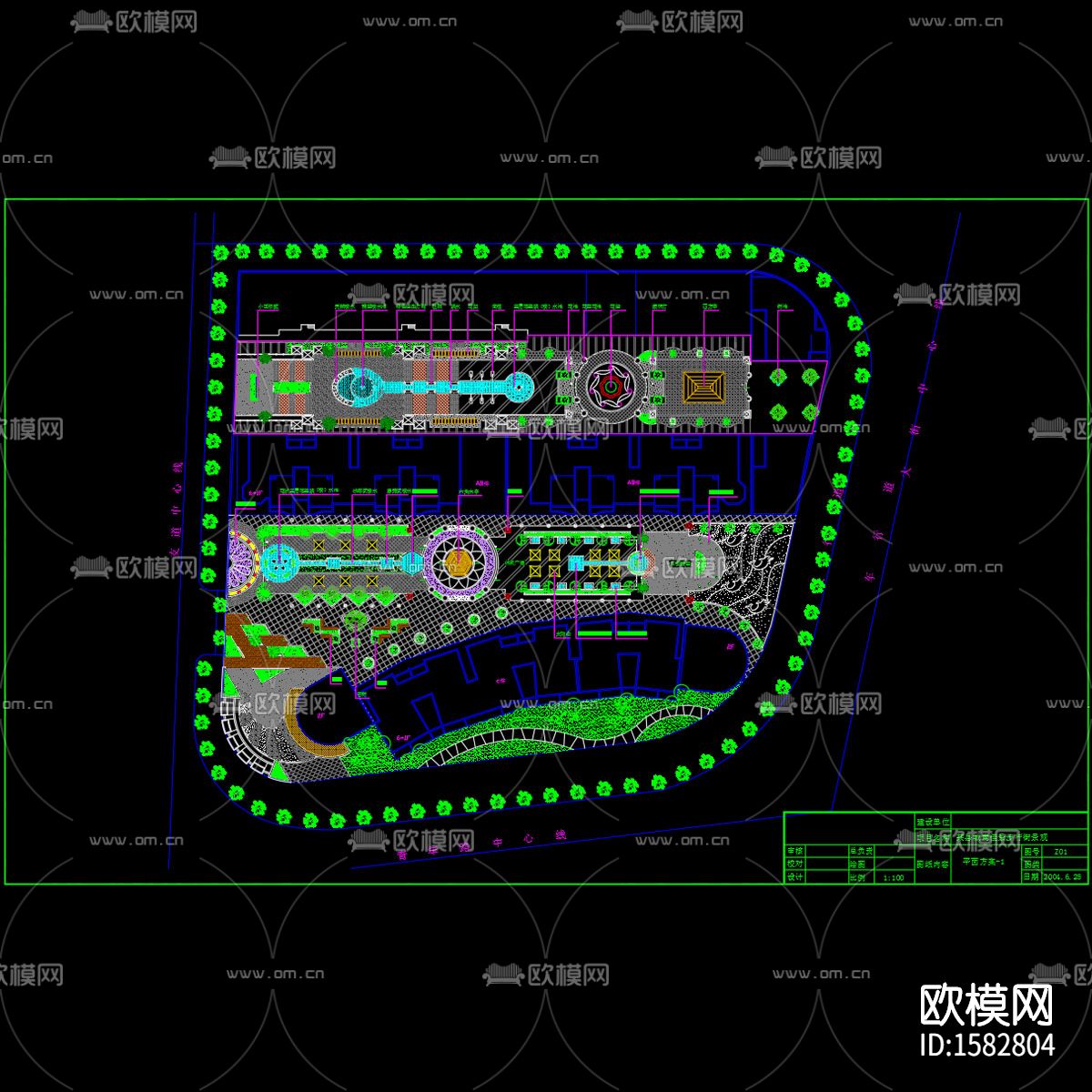 步行街景观cad施工图下载