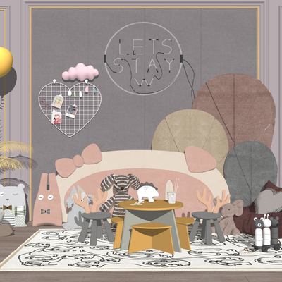  现代公仔玩具su模型 