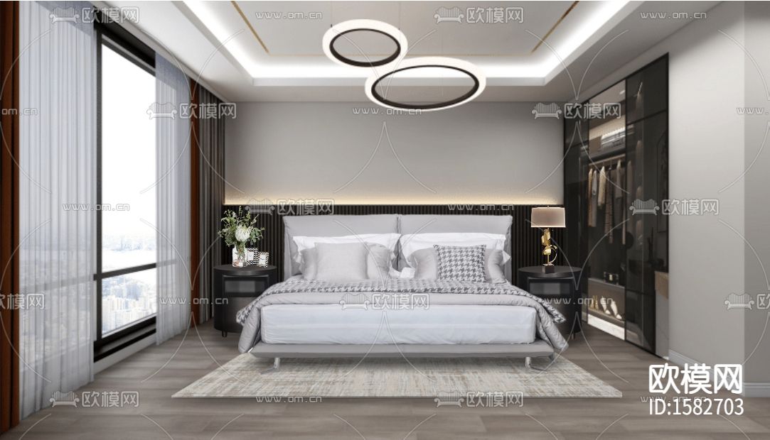 新中式轻奢创意卧室