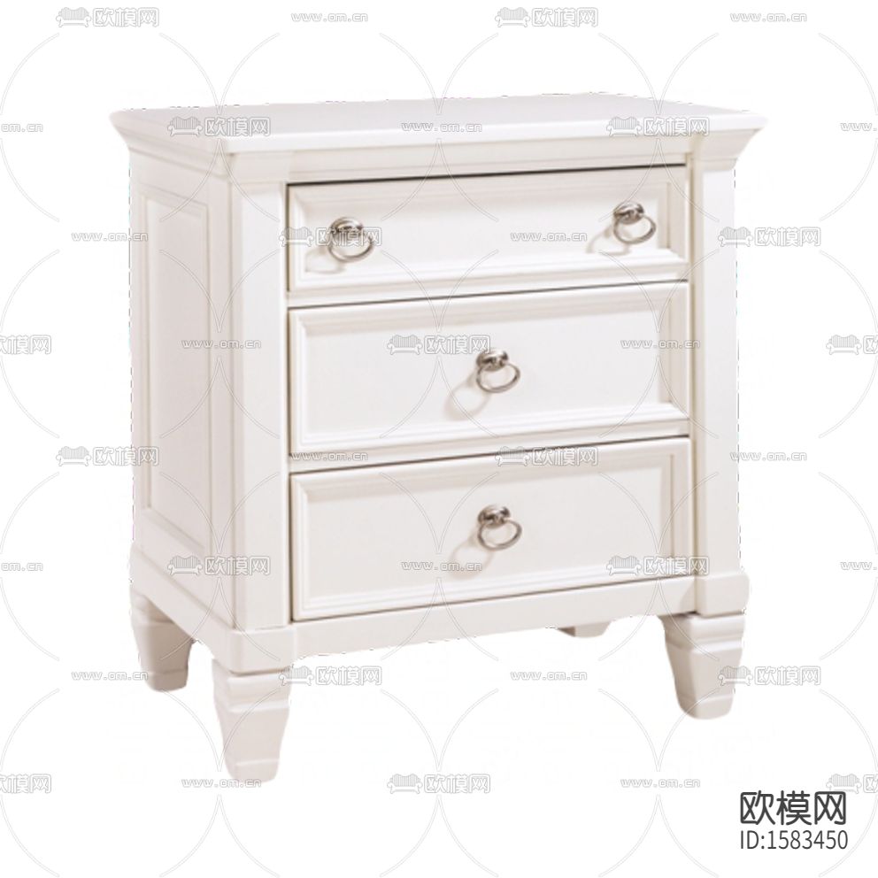 美式简约白色实木床头柜下载