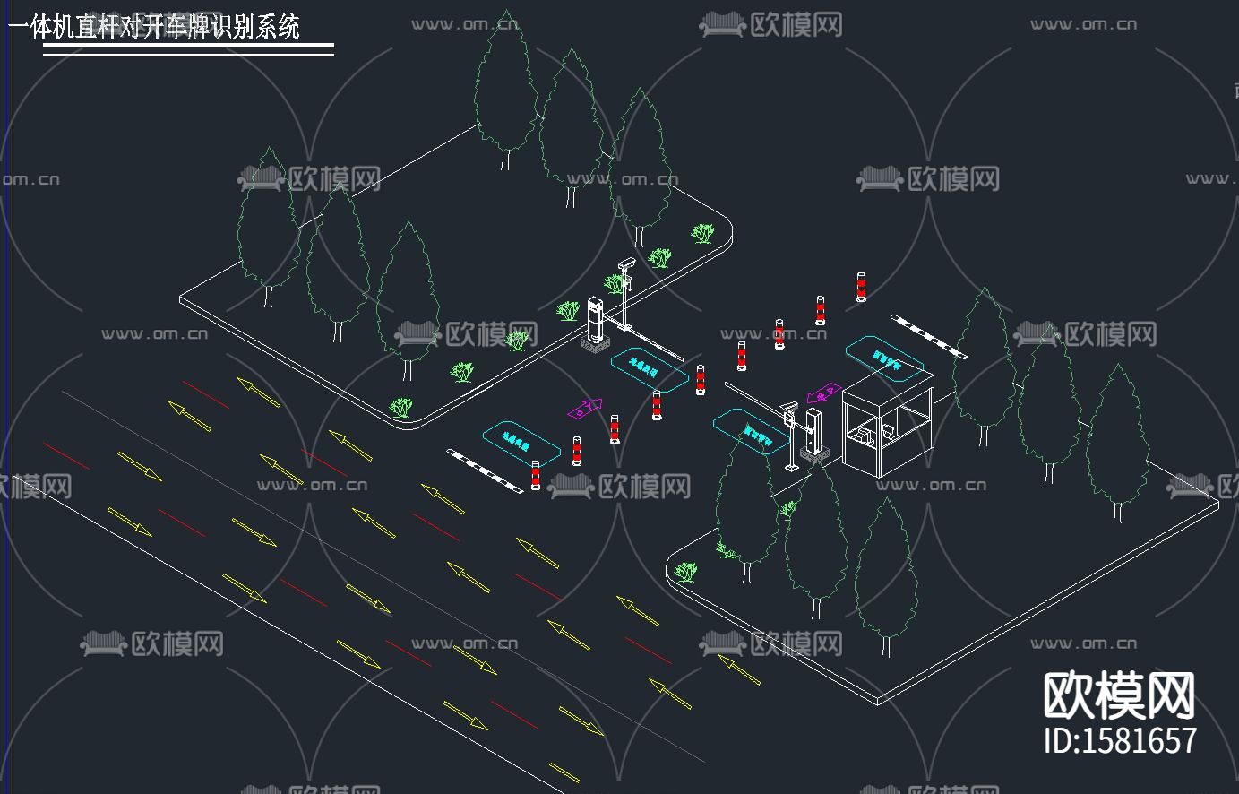 停车场cad施工图下载（渲染图1）