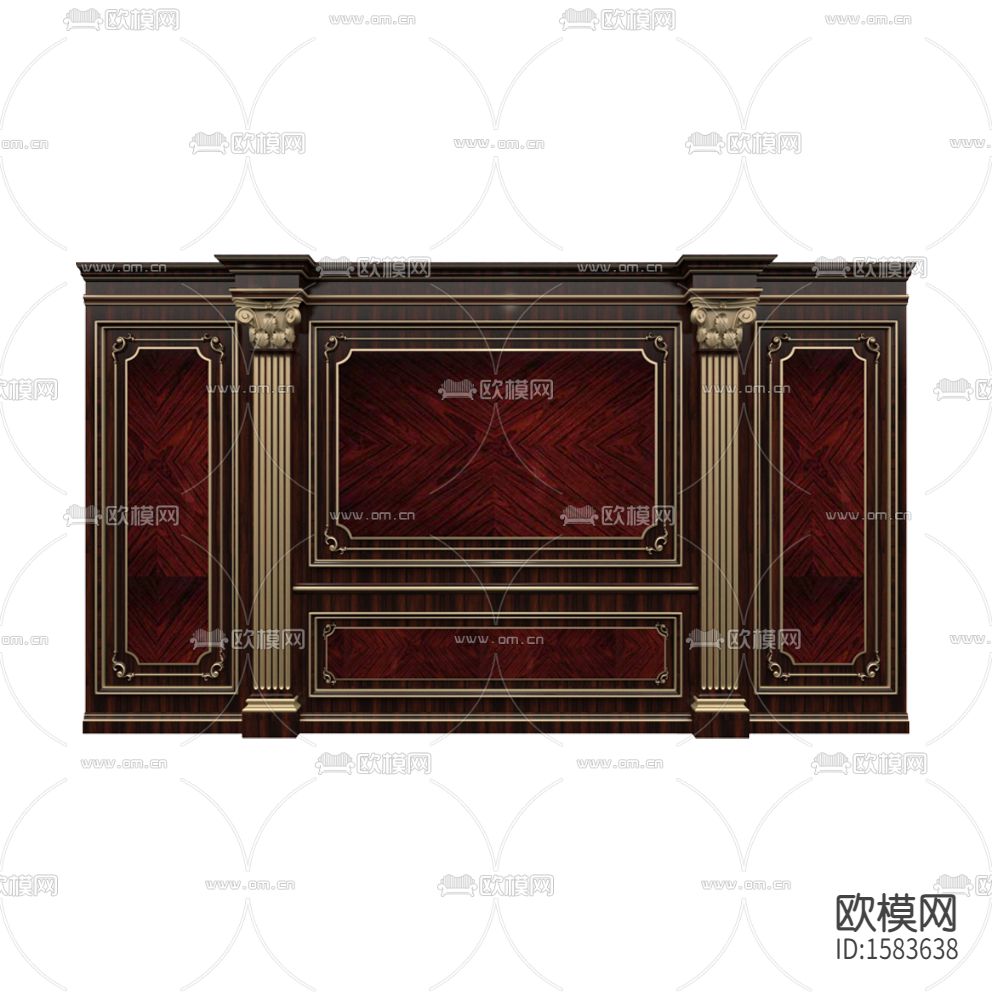 欧式古典红木罗马柱背景墙下载