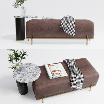  现代床尾凳沙发凳su模型 