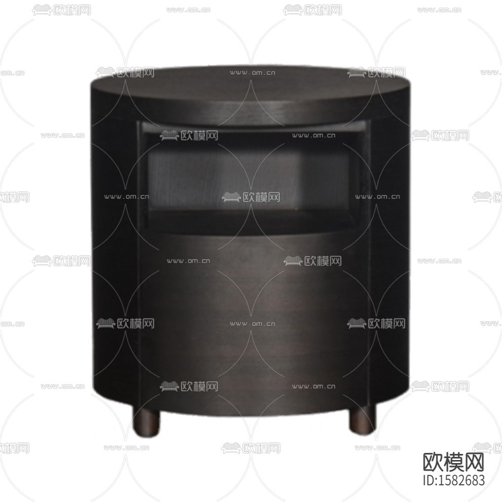 现代简约黑色实木圆形边几下载