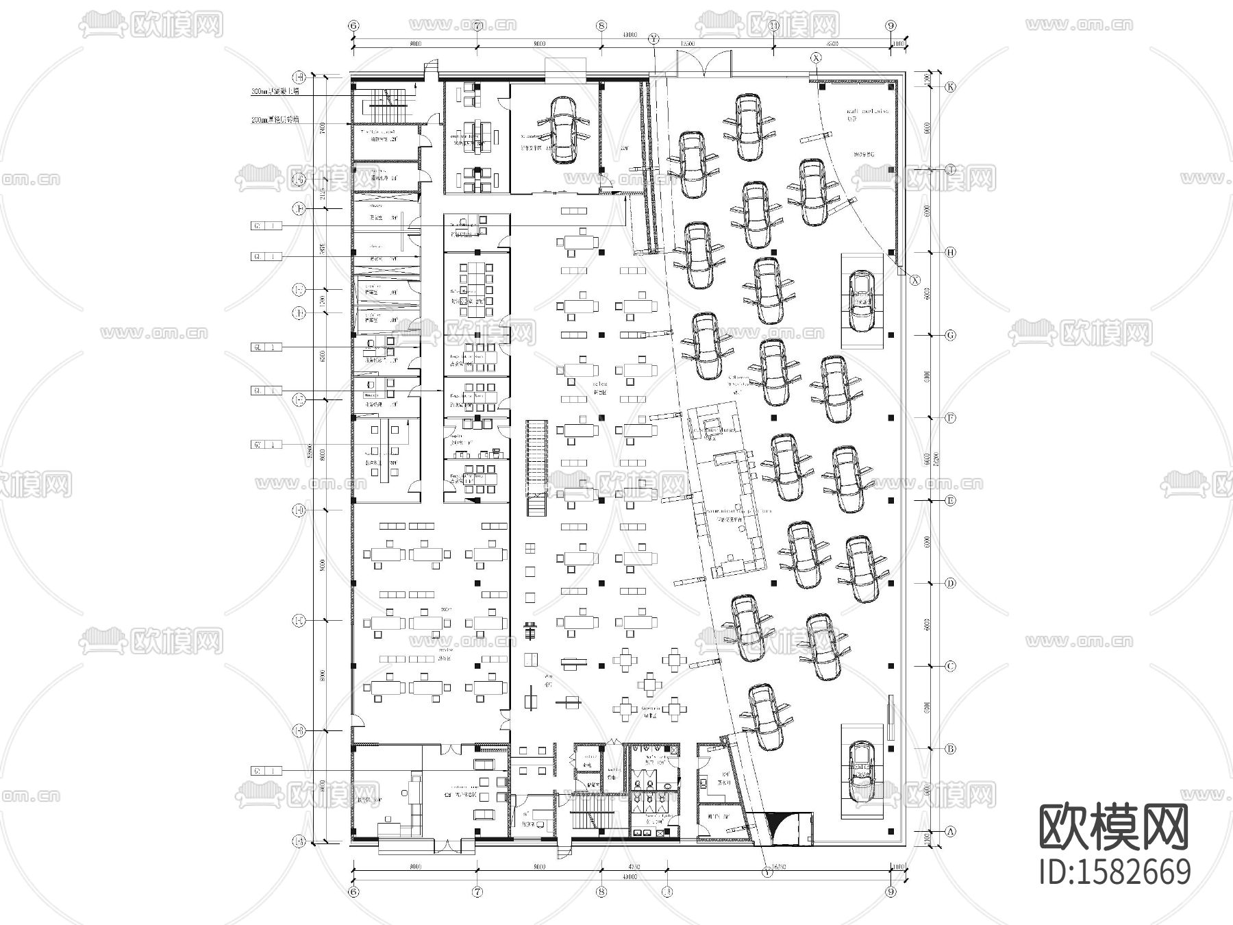 4S店室内装修cad施工图
