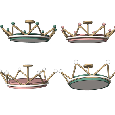  现代儿童吊灯su模型 