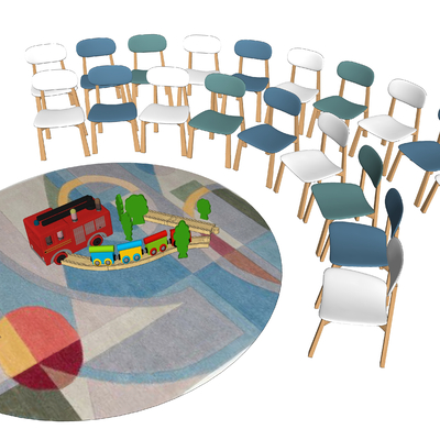  现代儿童椅su模型 