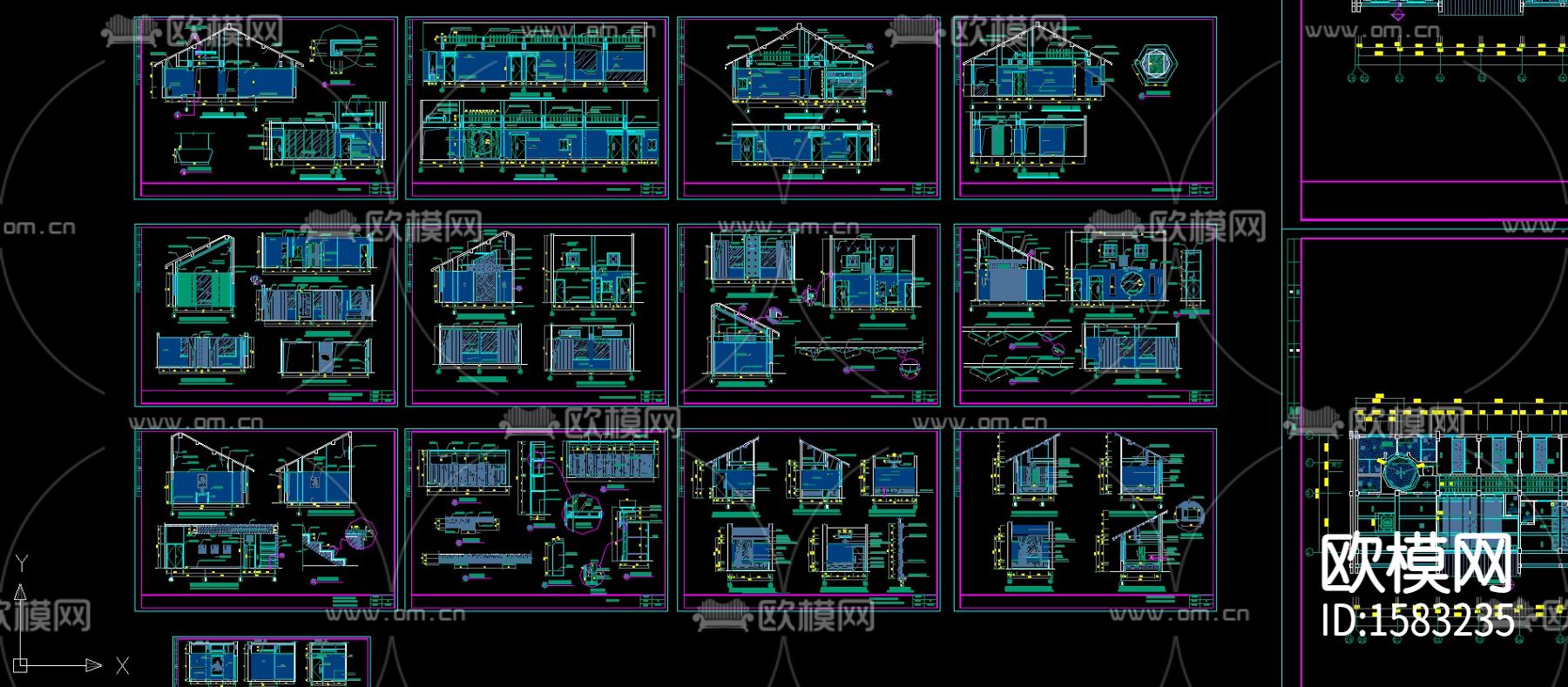 二层中式餐厅cad施工图下载（渲染图5）