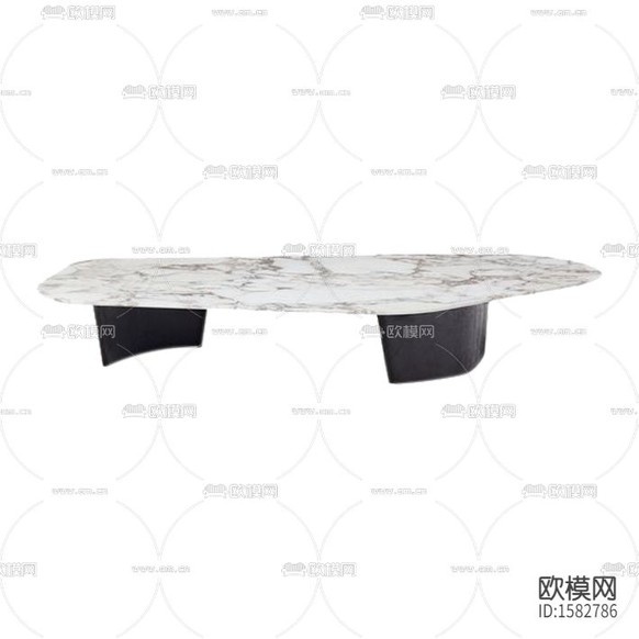现代简约黑色实木白色大理石不规则茶几下载