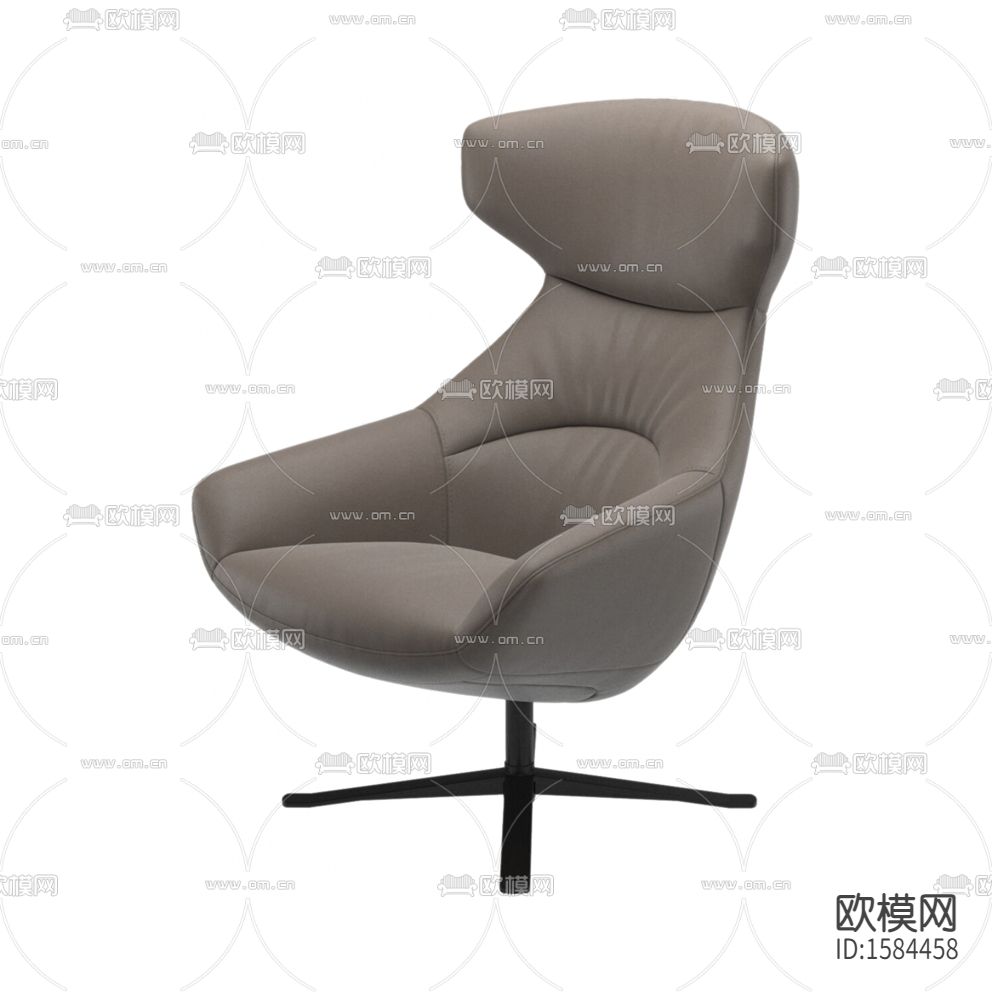 现代简约灰色皮革休闲椅