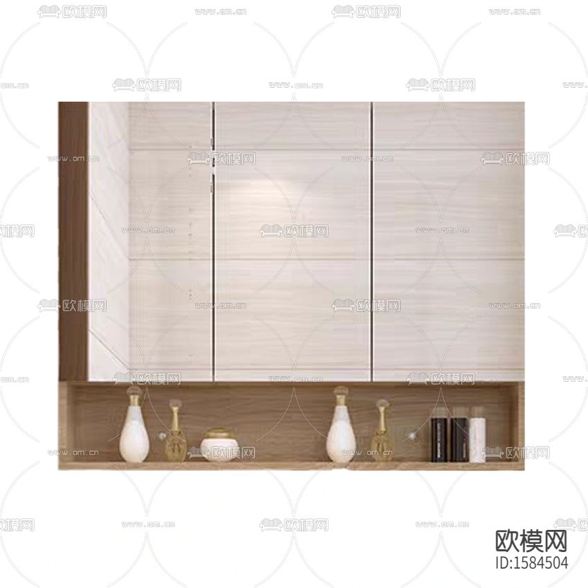 现代简约实木镜面壁柜