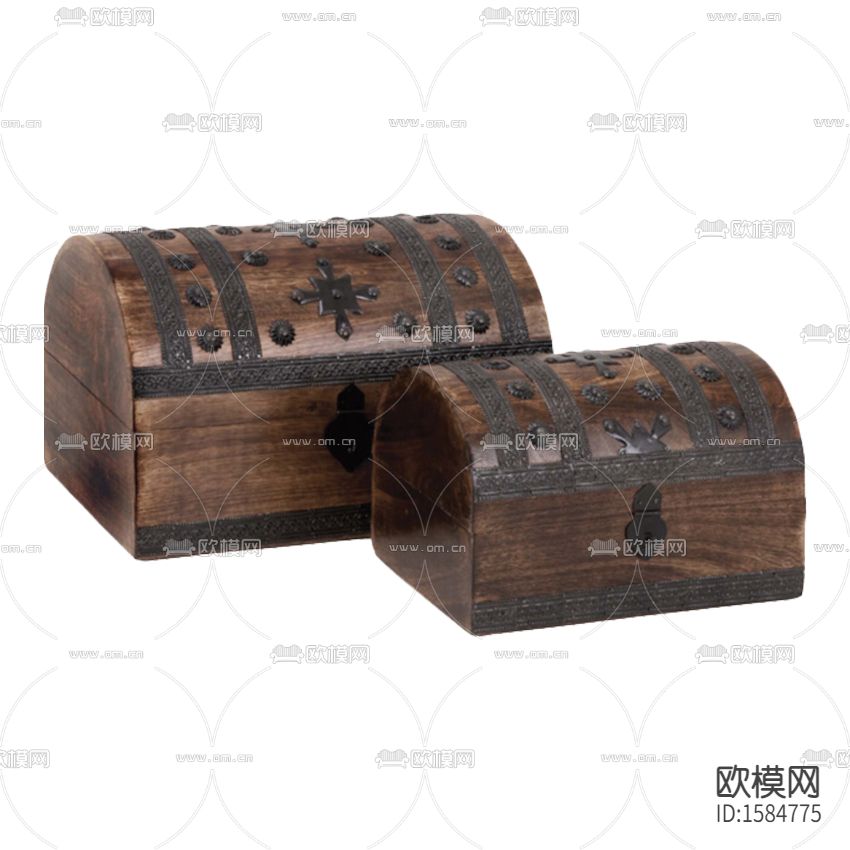 美式复古做旧实木铁艺收纳箱