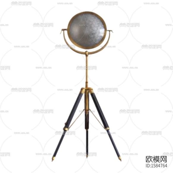 美式復(fù)古做舊不銹鋼實木落地?zé)粝螺d