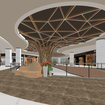  现代商场su模型 