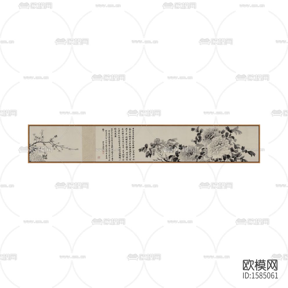 新中式禅意水墨花卉国画书法