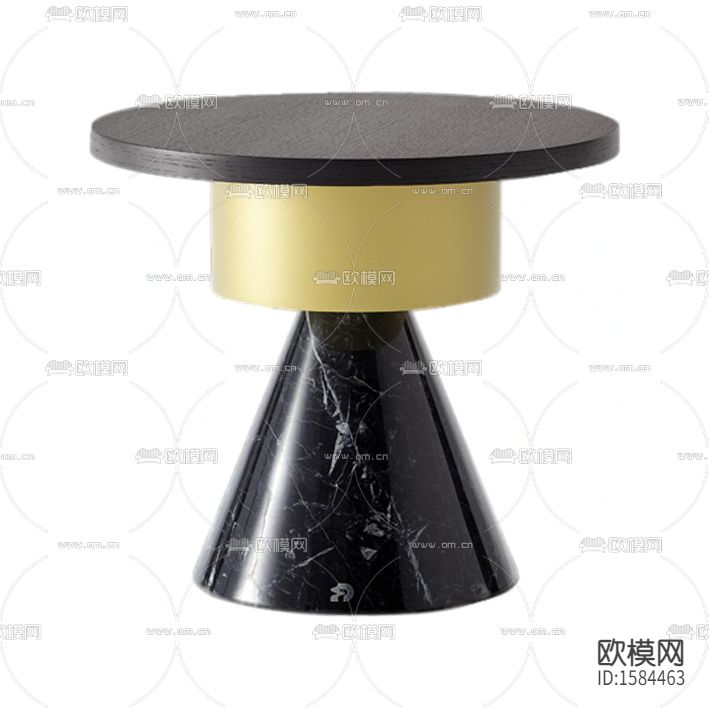 现代轻奢实木黑色大理石圆形边几下载