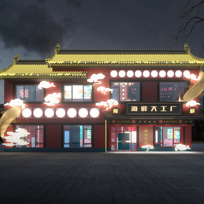 新中式3d门面门头模型-建筑3d模型-3dmax模型免费下载-欧模网