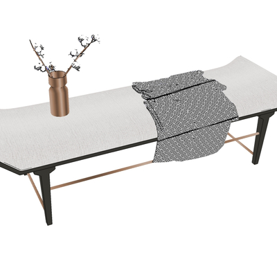  新中式床尾凳脚踏su模型 