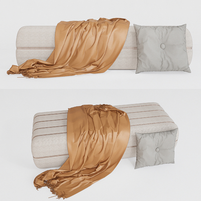  现代布艺床尾凳su模型 