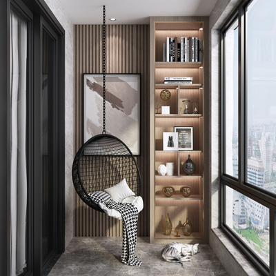  现代休闲阳台su模型 