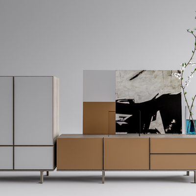 现代边柜电视柜su模型