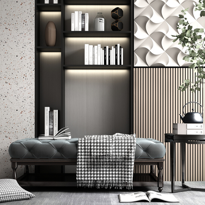  现代轻奢沙发凳su模型 