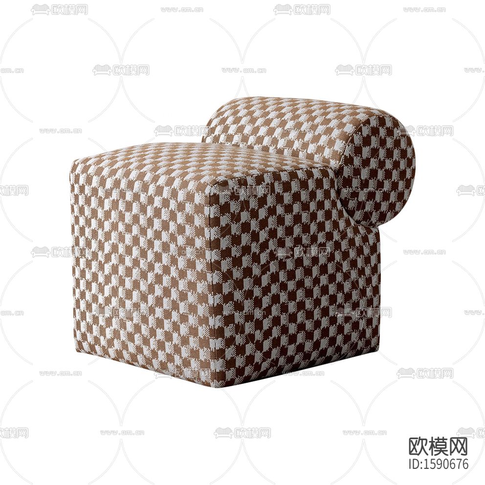 现代简约创意双色布艺沙发凳下载