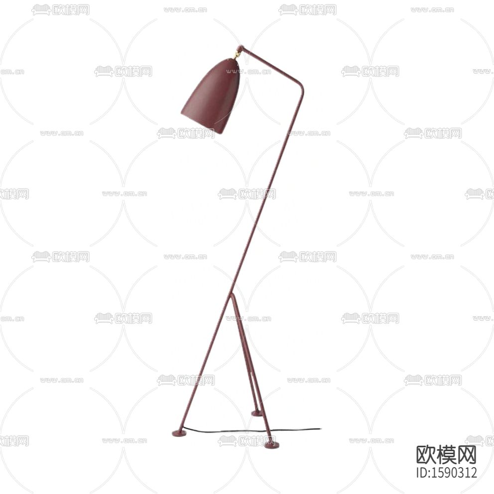 北欧极简暗红色金属三脚落地灯下载