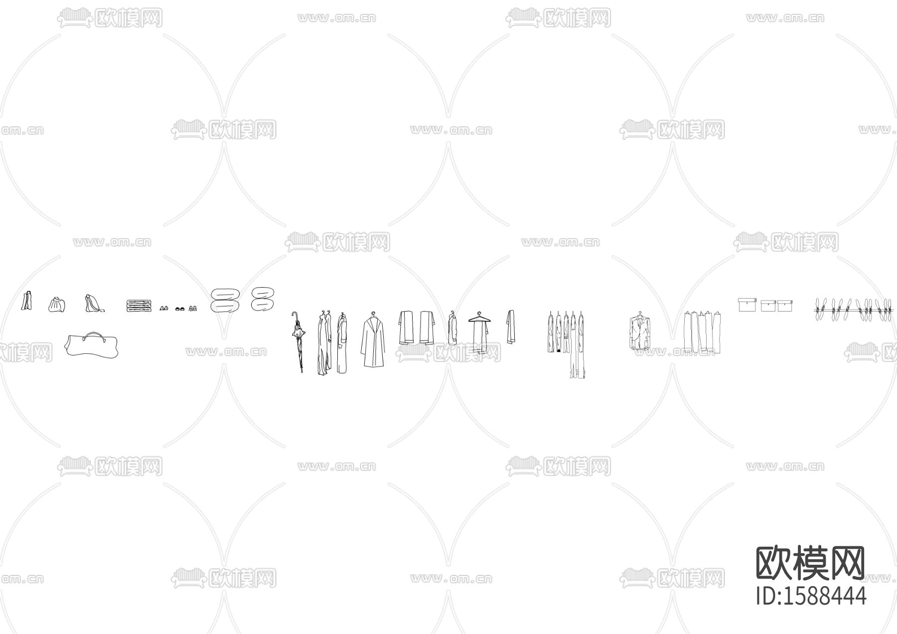 衣柜饰物灯具cad图库下载（渲染图2）